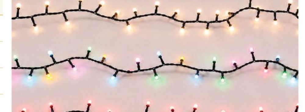 Guirnalda mini ball LED doméstica 5 o 10 m, cable negro