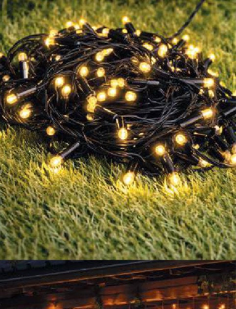 Guirnalda solar LED 10 m de luz cálida, color de cable a elegir