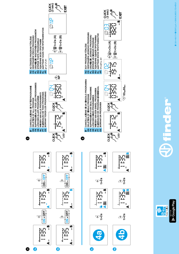 Interruptor horario Finder 12.22, 2 contactos conmutados 16 A, 230 V CA