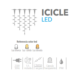 Guirnalda icicle LED, caída 1,20 m y 3 m de largo