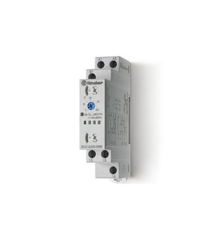 Temporizador modular multifunción Finder 80.01, 12-240 V CA/CC, 16 A