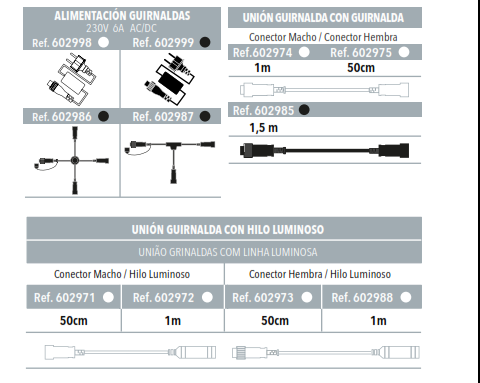 Guirnalda LED + flash 12 m de 3 tramos de 4 m, color de cable y luz a elegir
