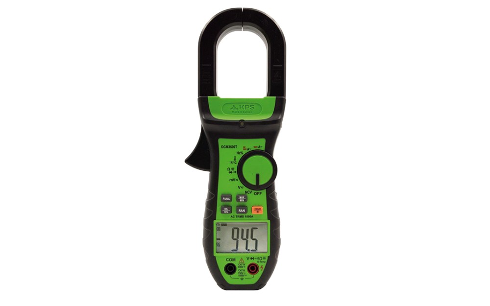 Pinza amperimétrica KPS DCM3500T True RMS, 1000 A AC con temperatura