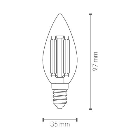 Lámpara LED de filamento vela C35 LDV E14