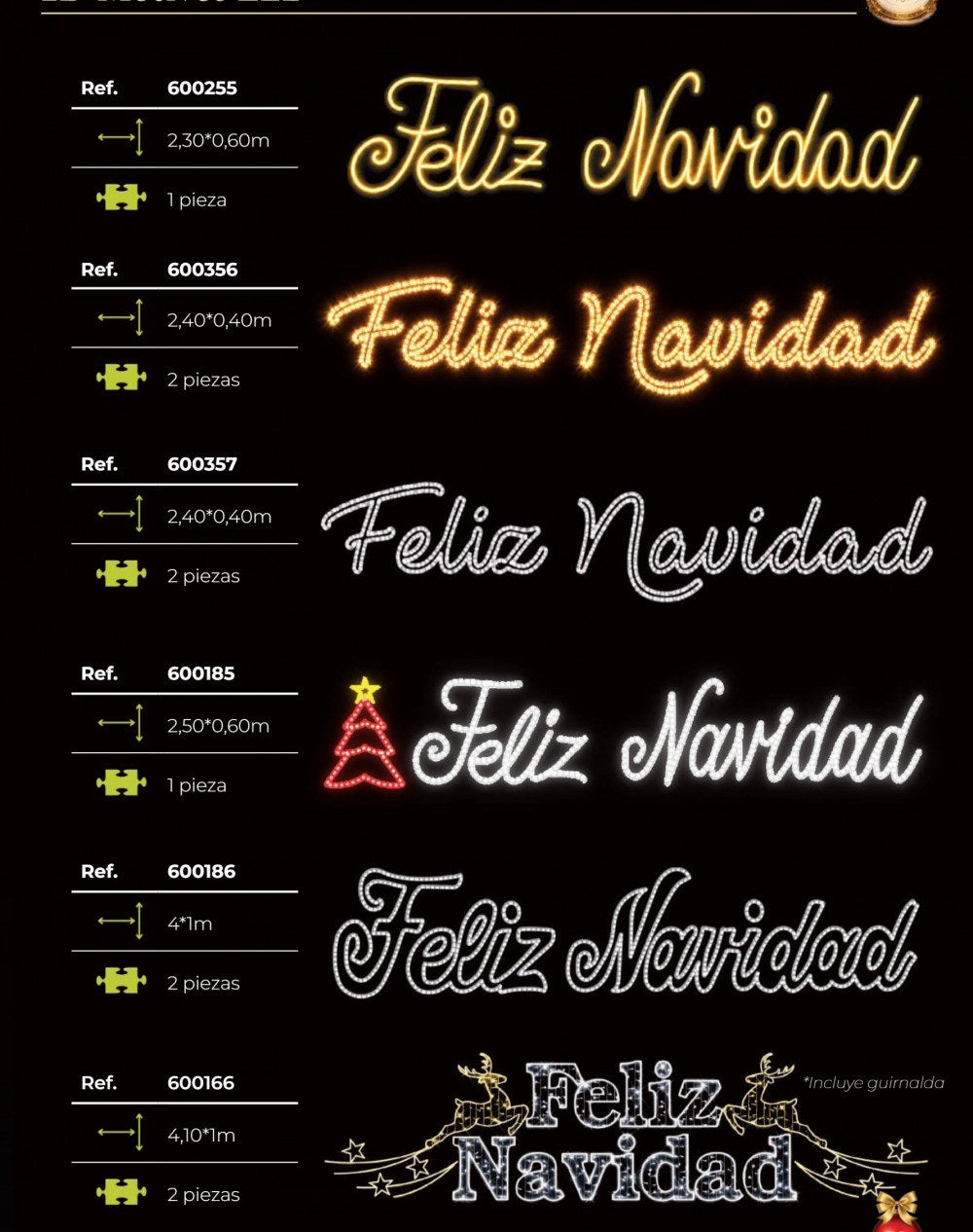 Letrero LED Feliz Navidad, medida y diseño a elegir