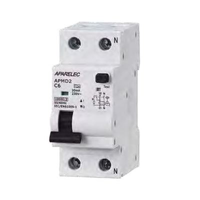 Magnetotérmico diferencial Aparelec APMD2 1P+N curva C 30 mA clase AC, 10 kA