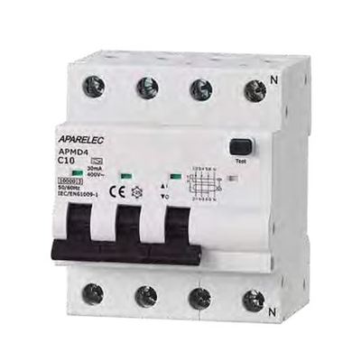 Magnetotérmico diferencial Aparelec APMD4 3P+N curva C, 30 o 300 mA, 10 kA
