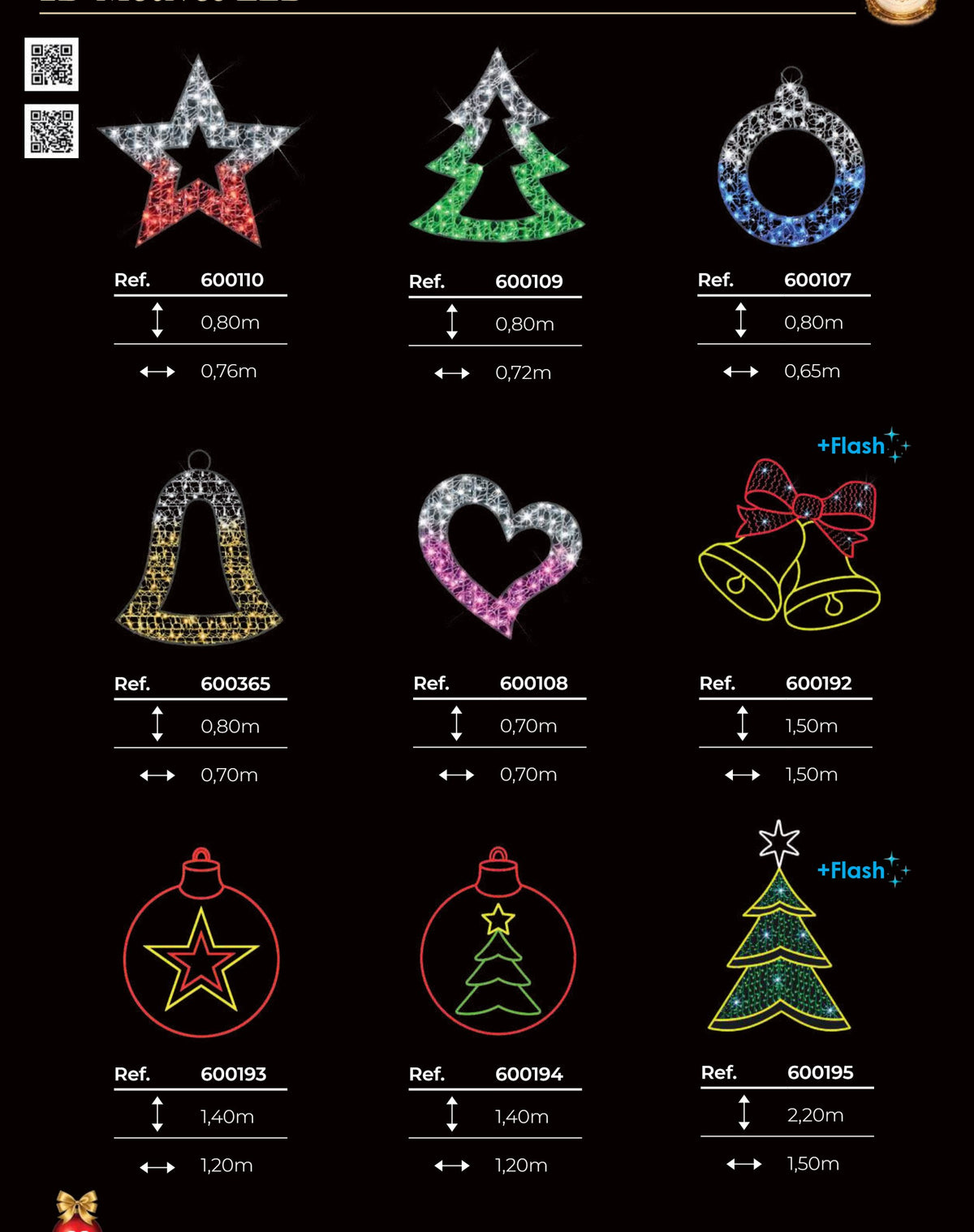 Motivos LED 2D navideños de 0,45 a 1 m