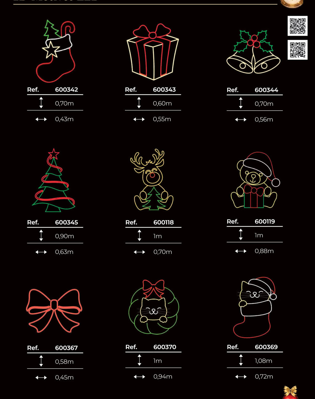 Motivos LED 2D de caramelos, peluches y lazos