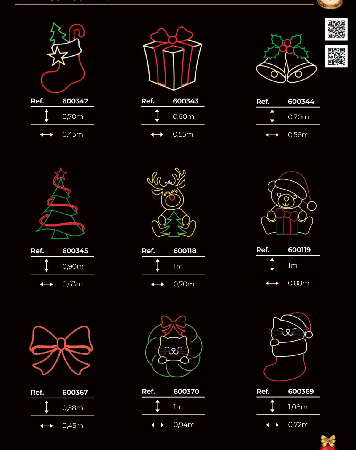 Motivos LED 2D de caramelos, peluches y lazos