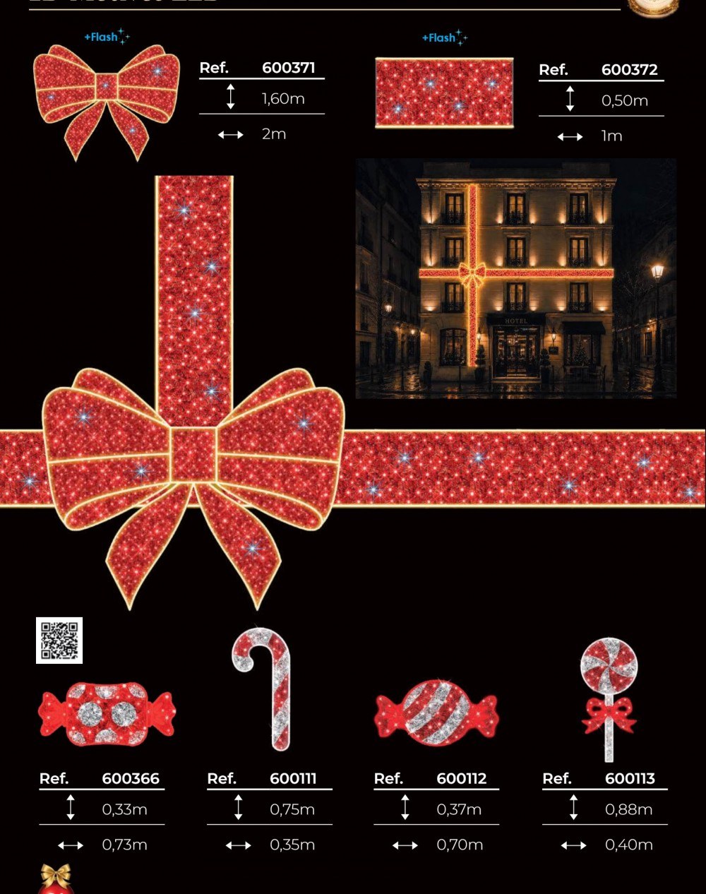 Motivos LED 2D de caramelos, peluches y lazos