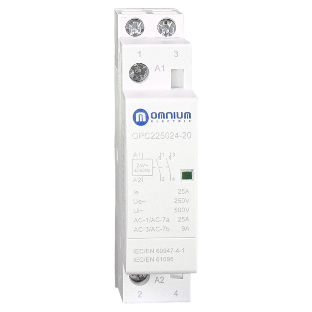 Contactor modular Omnium OPC225024-20, 2P 25 A, 2 NA, bobina 24 V CA