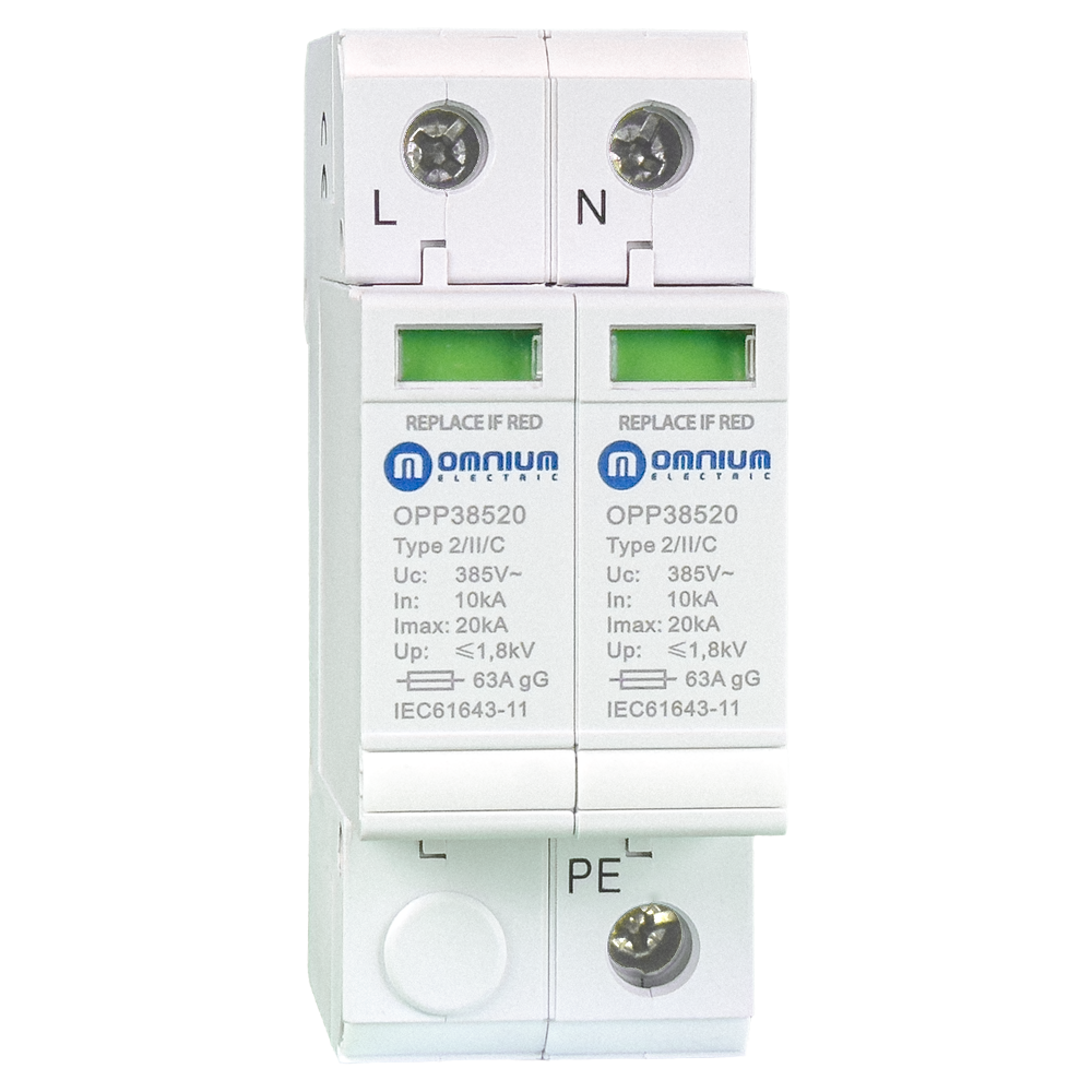 Protector de sobretensiones Omnium OPP385202 2P tipo 2, 385 V CA, 20 kA