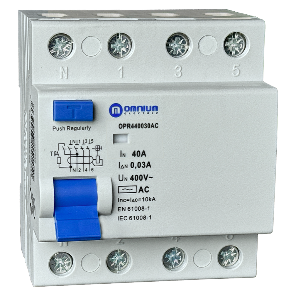 Interruptor diferencial Omnium OPR 4P (3P+N) 40 A 30 mA clase AC 10 kA