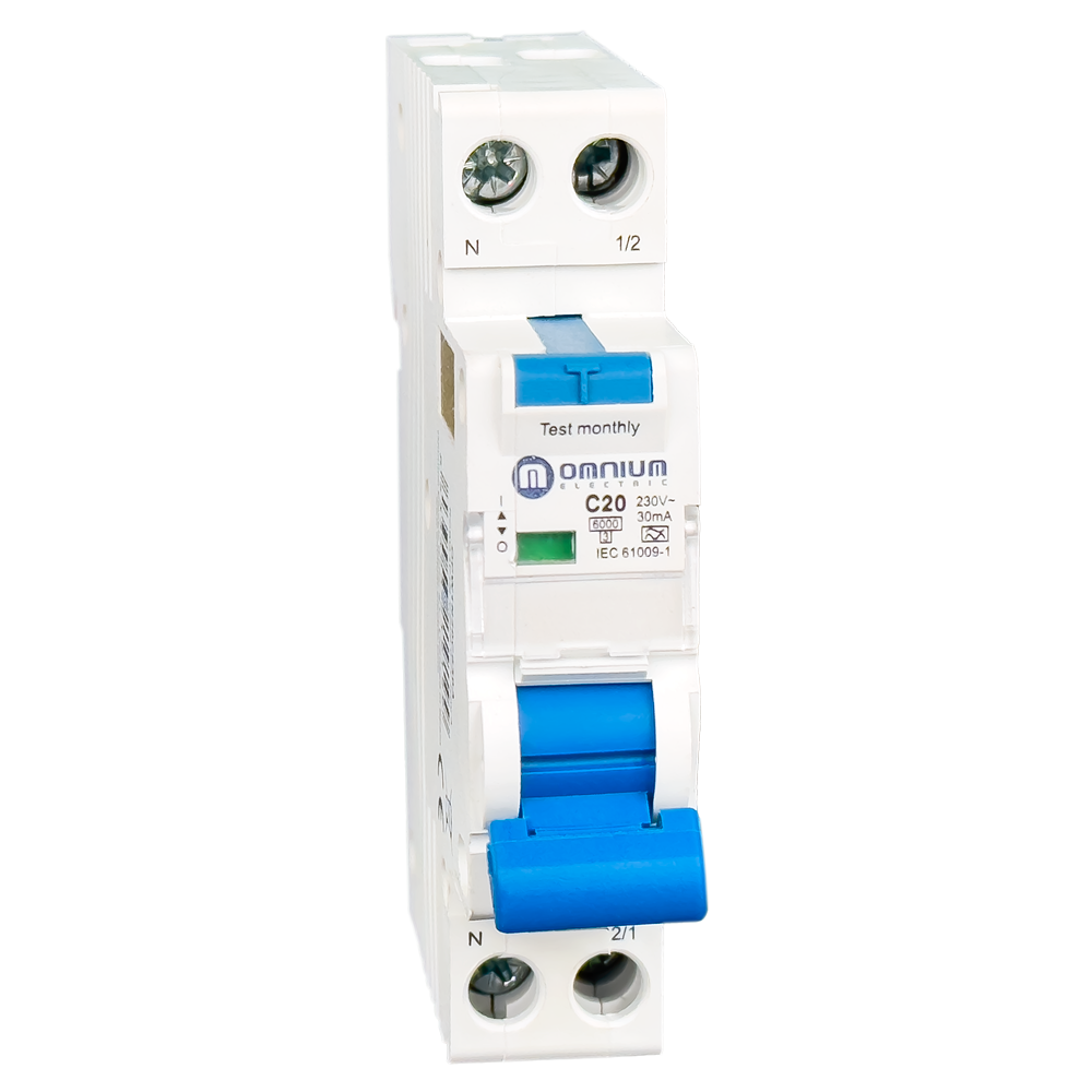 Magnetotérmico diferencial Omnium OPW1N20C030A 1P+N 20 A curva C 30 mA