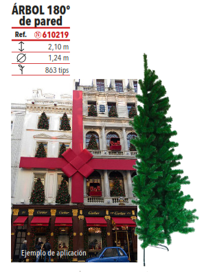 Árbol de Navidad de pared 180º 2,10 m