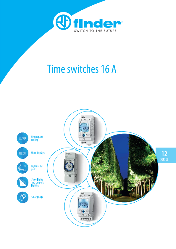 Interruptor horario astronómico Finder 12.A1, 1 contacto 16 A, NFC