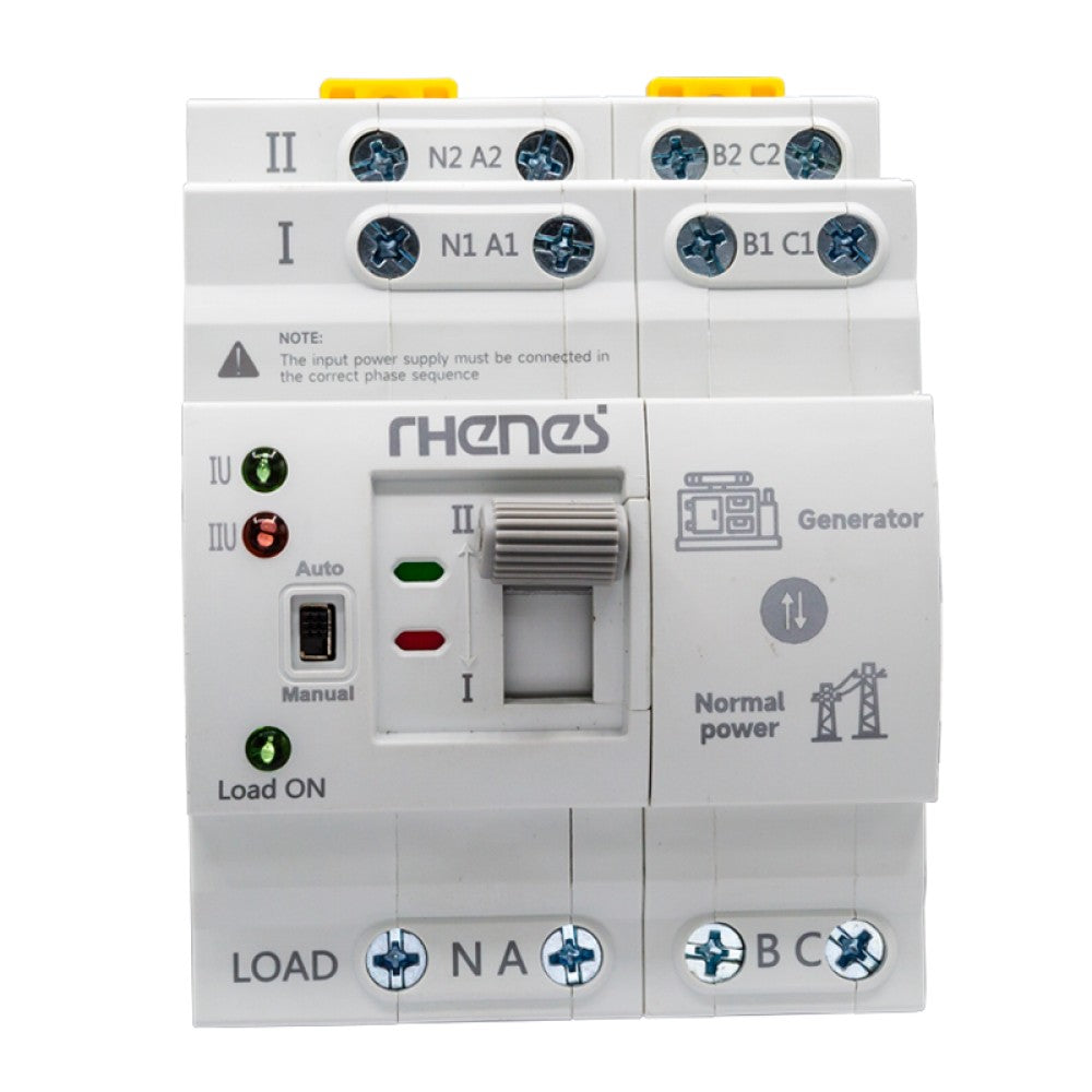 Conmutador automático Rhenes RH2R4P63, 63 A, 4P, carril DIN