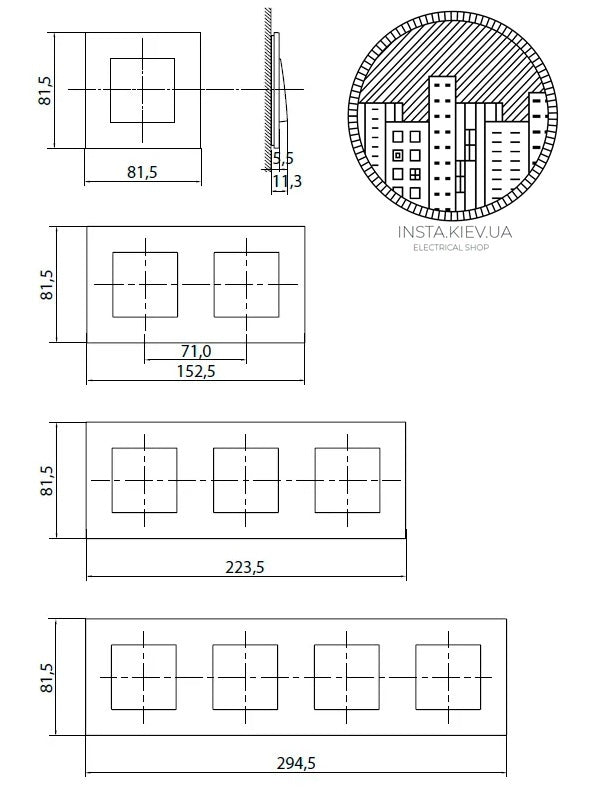Marcos Quadra aluminio Efapel – de 1 a 4 elementos