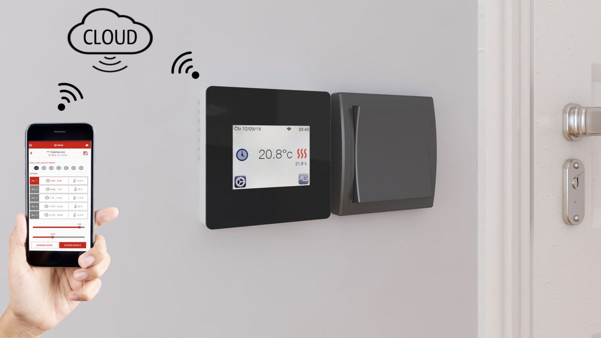 Termostato táctil Ceilhit TFT WiFi con sonda de suelo, 16 A, blanco o negro