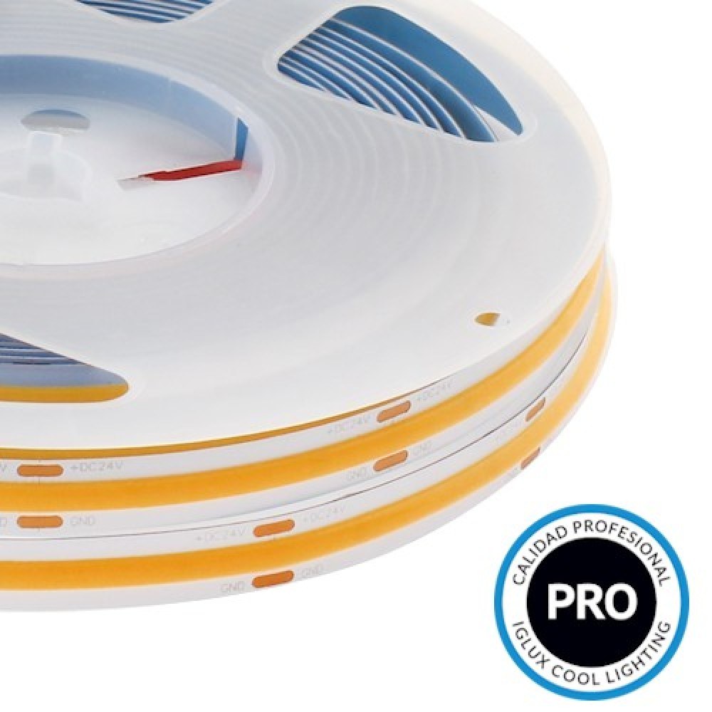 Tira LED COB 24 V de 10 W/m IP20, rollo de 5 m