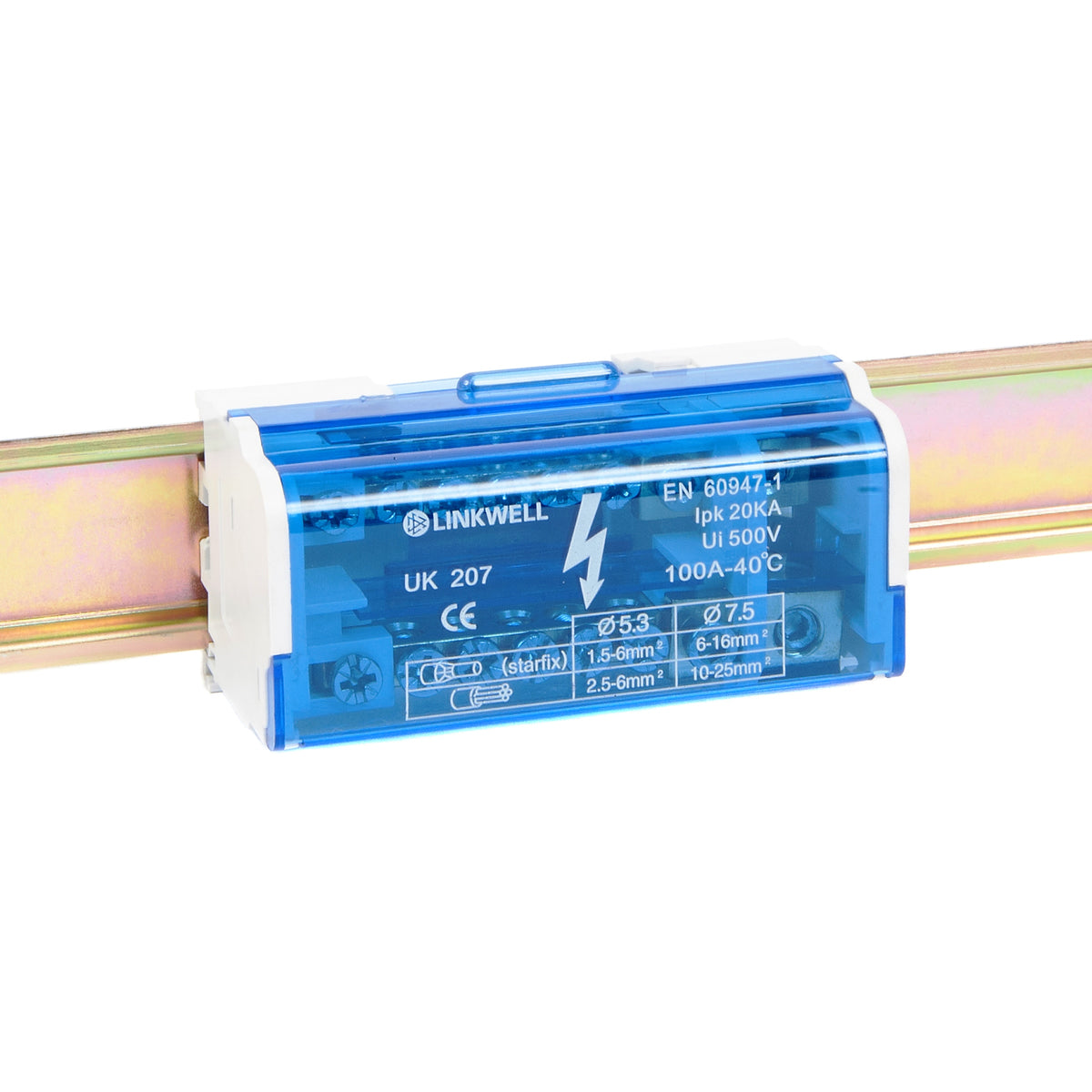 Bloque repartidor Leipole UK207, 2 polos, 100 A